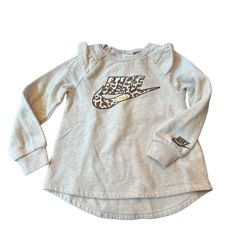 Nike Kids Gray Sweatshirt with Leopard Print Logo